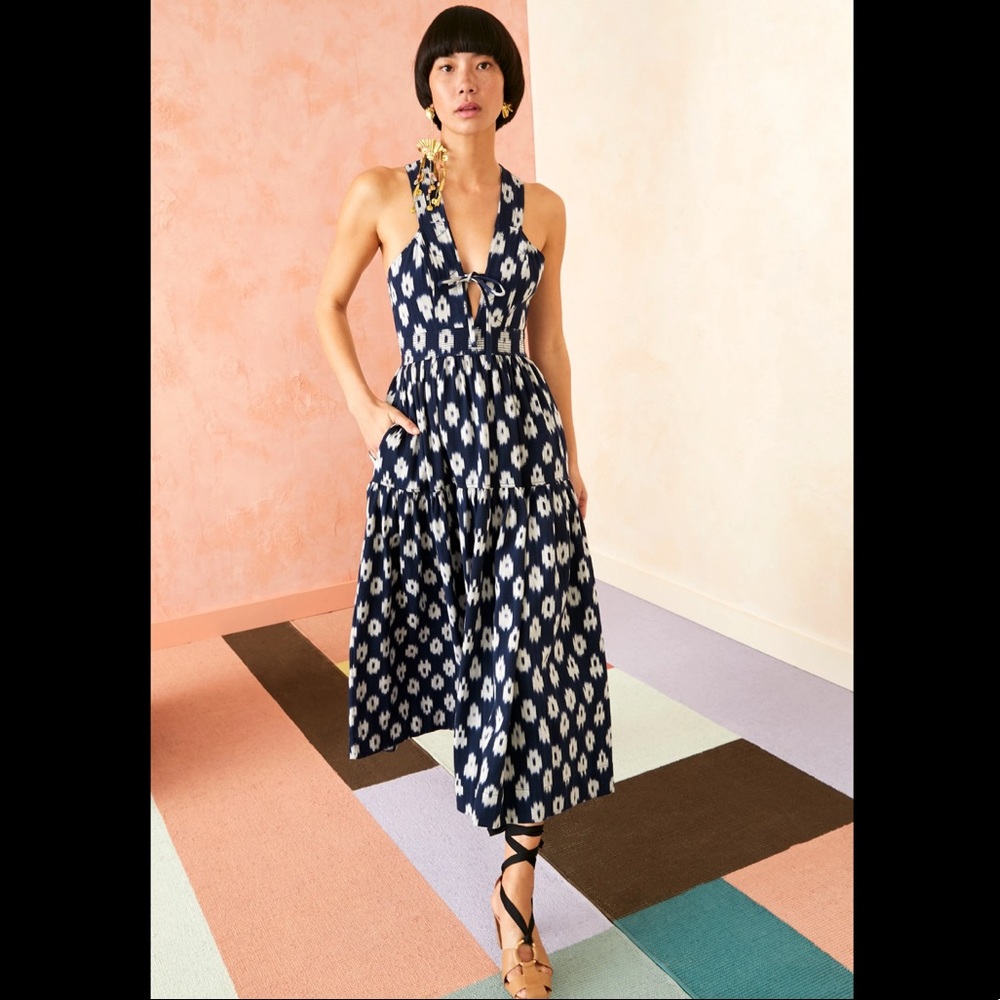Ulla Johnson blue Maki midi open back dress 8